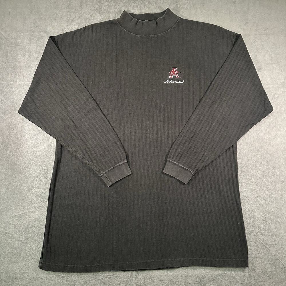 Cadre Athletic Black Shirt Men’s XL Y2K Ribbed Mock Neck Arkansas Razorbacks